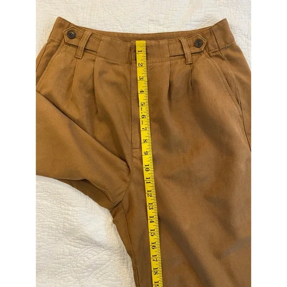 Madewell Harlow Wide Leg Pleated Trousers Brown Linen Blend Size 4 High Rise - Picture 6 of 9